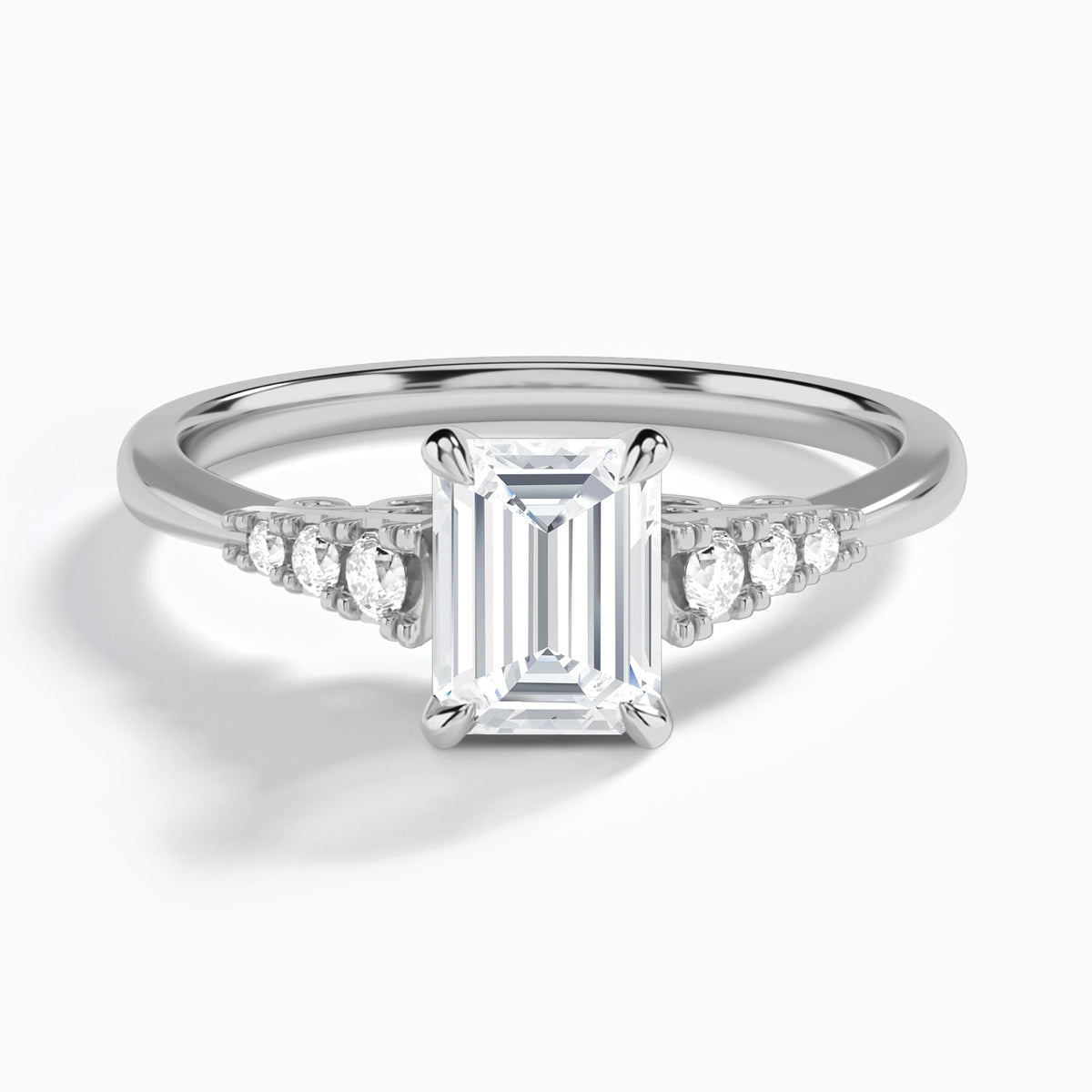 Emerald Ava Cathedral Engagement Ring In 18K White Gold - Lucenjuri