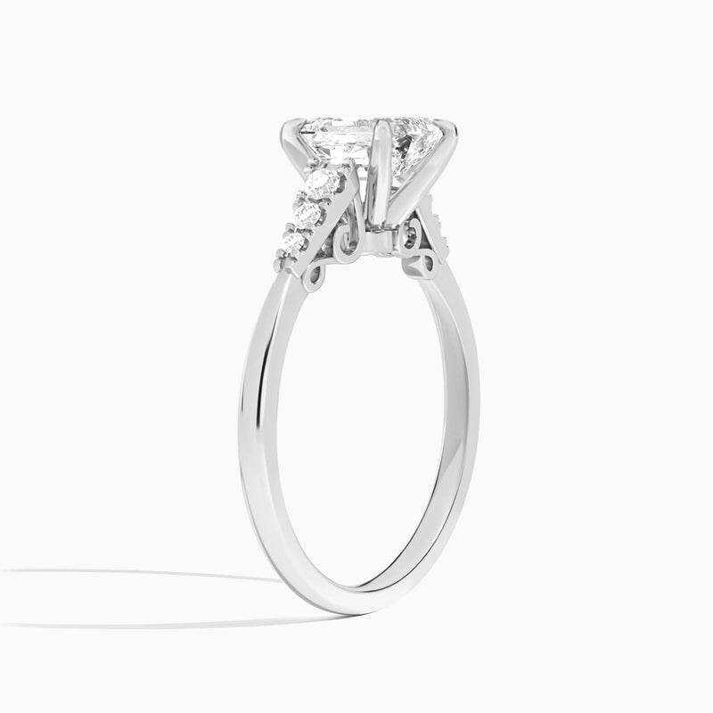 Emerald Ava Cathedral Engagement Ring In 18K White Gold, Angle View