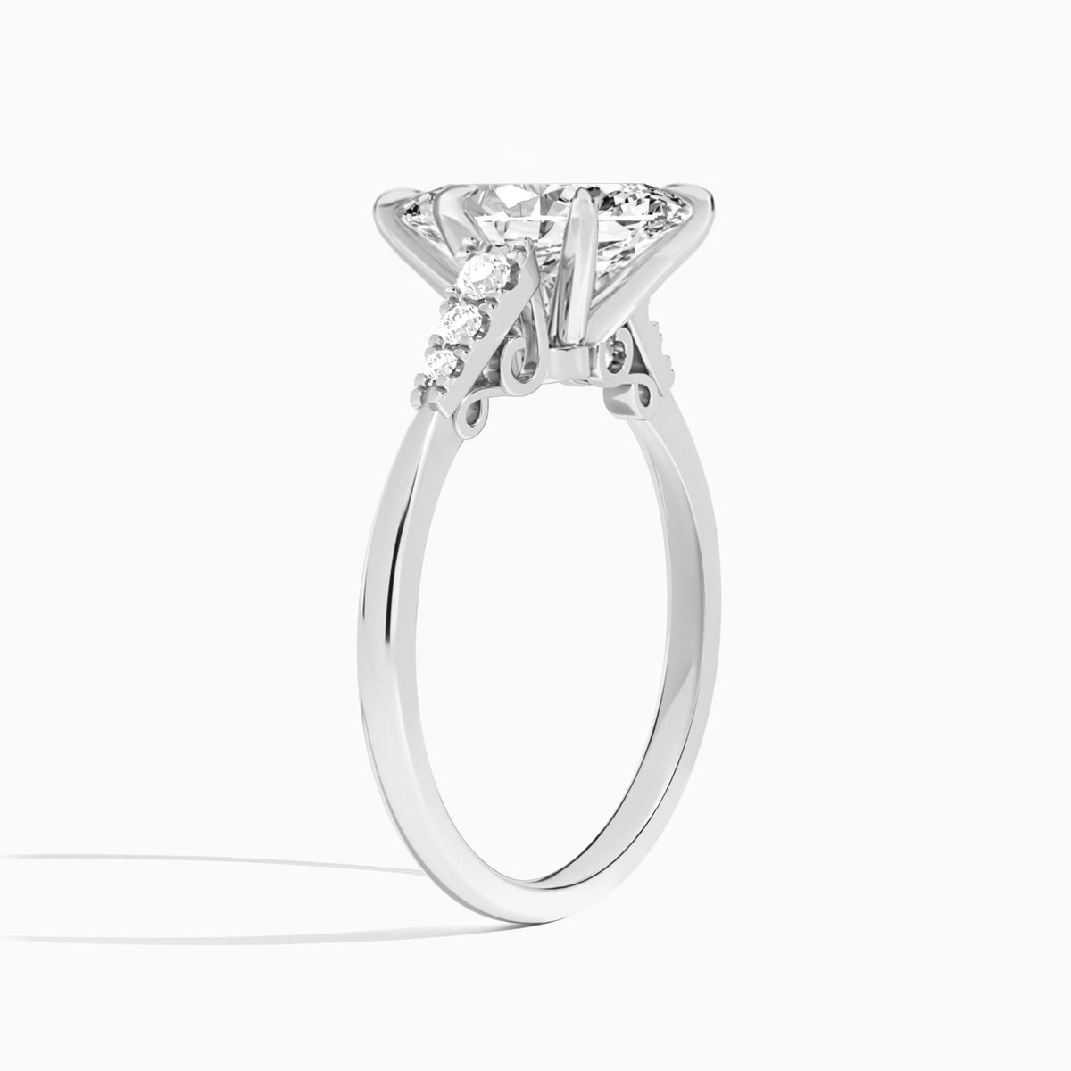 Marquise Ava Cathedral Engagement Ring In 18K White Gold, Angle View