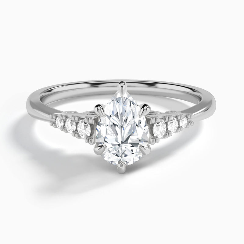 Pear Ava Cathedral Engagement Ring In 18K White Gold - Lucenjuri