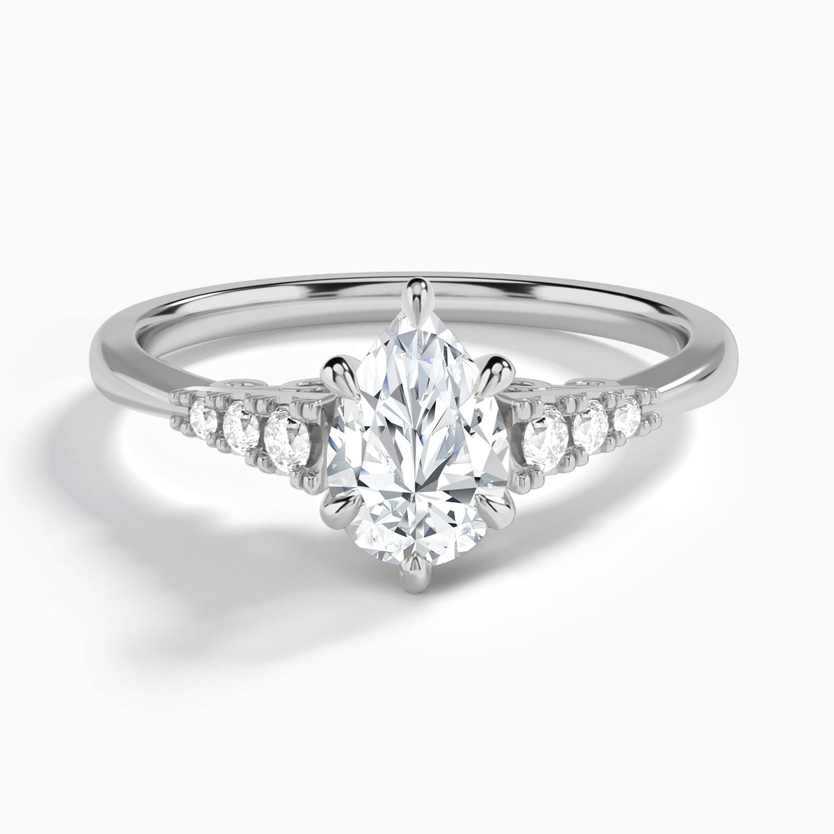Pear Ava Cathedral Engagement Ring In 18K White Gold - Lucenjuri