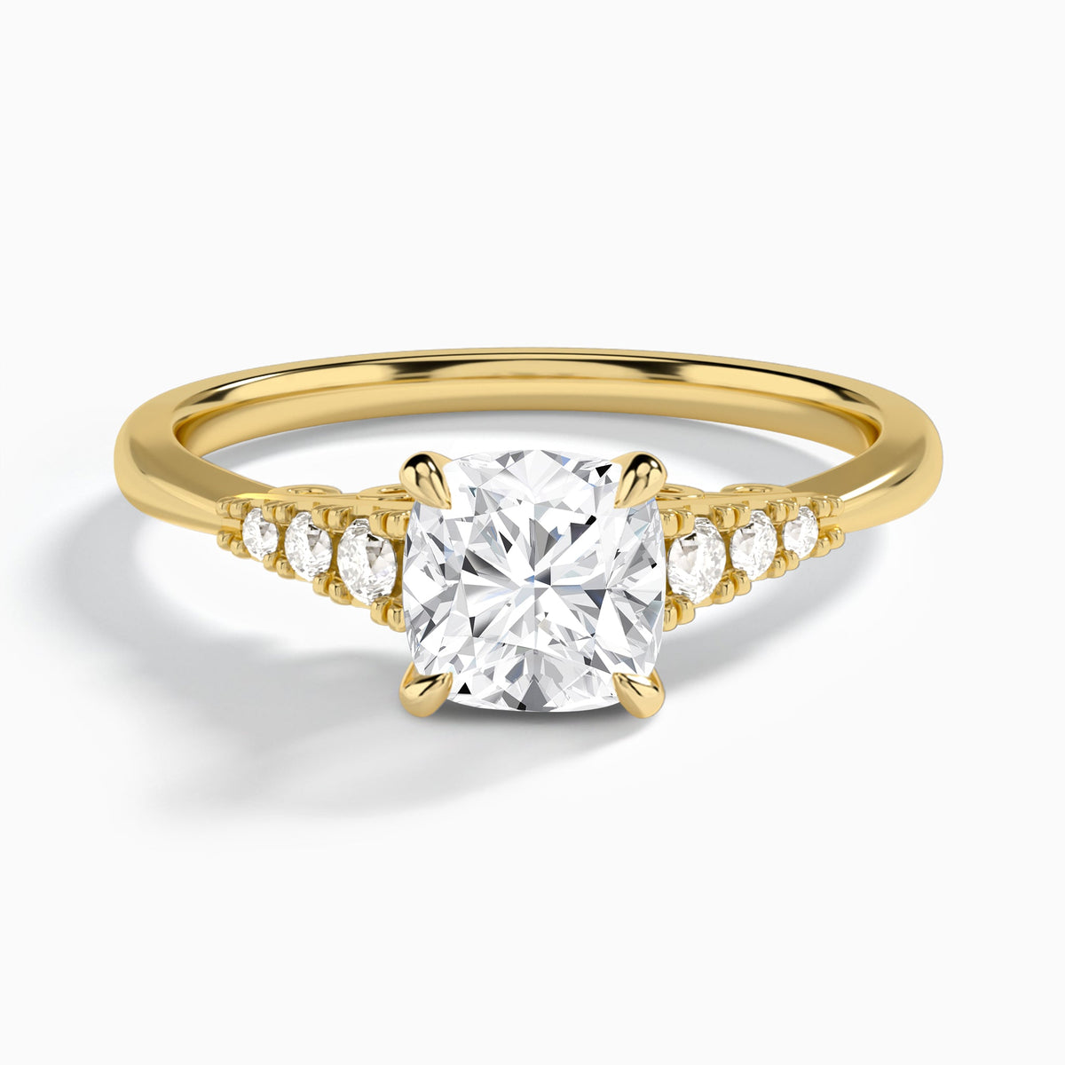 Cushion Ava Cathedral Engagement Ring In 14K Yellow Gold - Lucenjuri