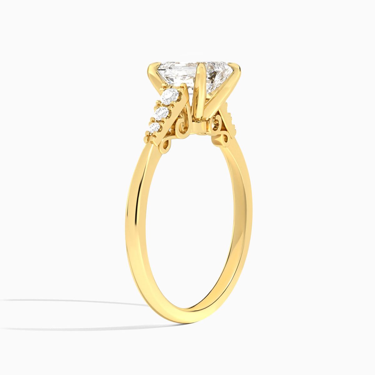Emerald Ava Cathedral Engagement Ring In 18K Yellow Gold, Angle View