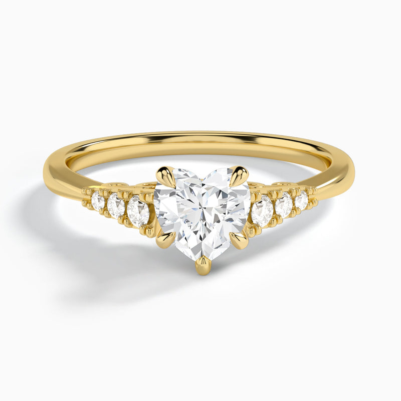 Heart Ava Cathedral Engagement Ring In 18K Yellow Gold - Lucenjuri