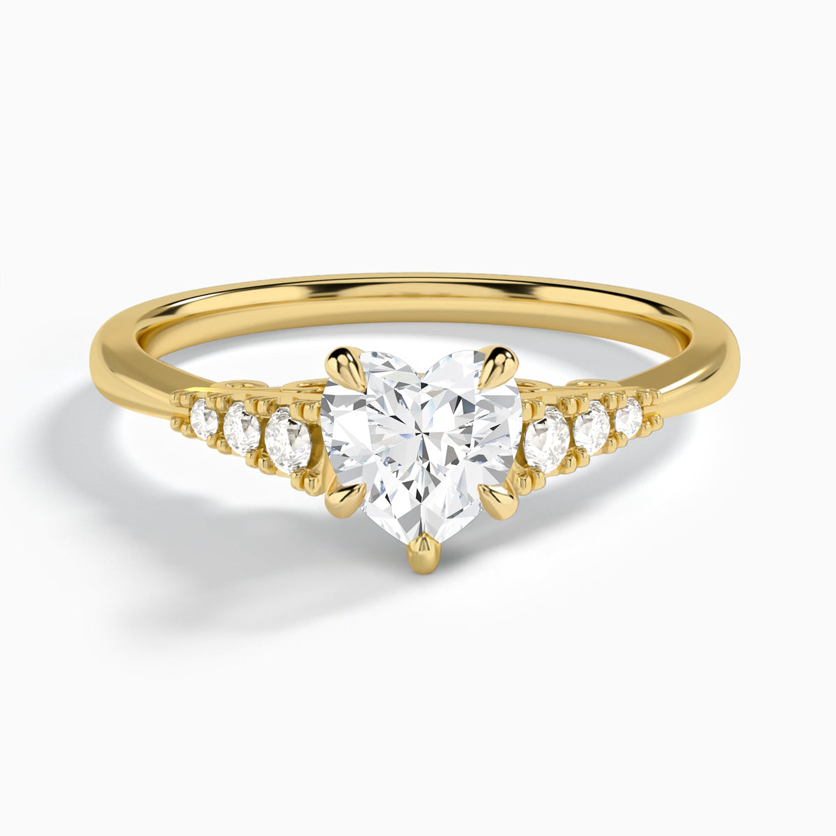 Heart Ava Cathedral Engagement Ring In 18K Yellow Gold - Lucenjuri