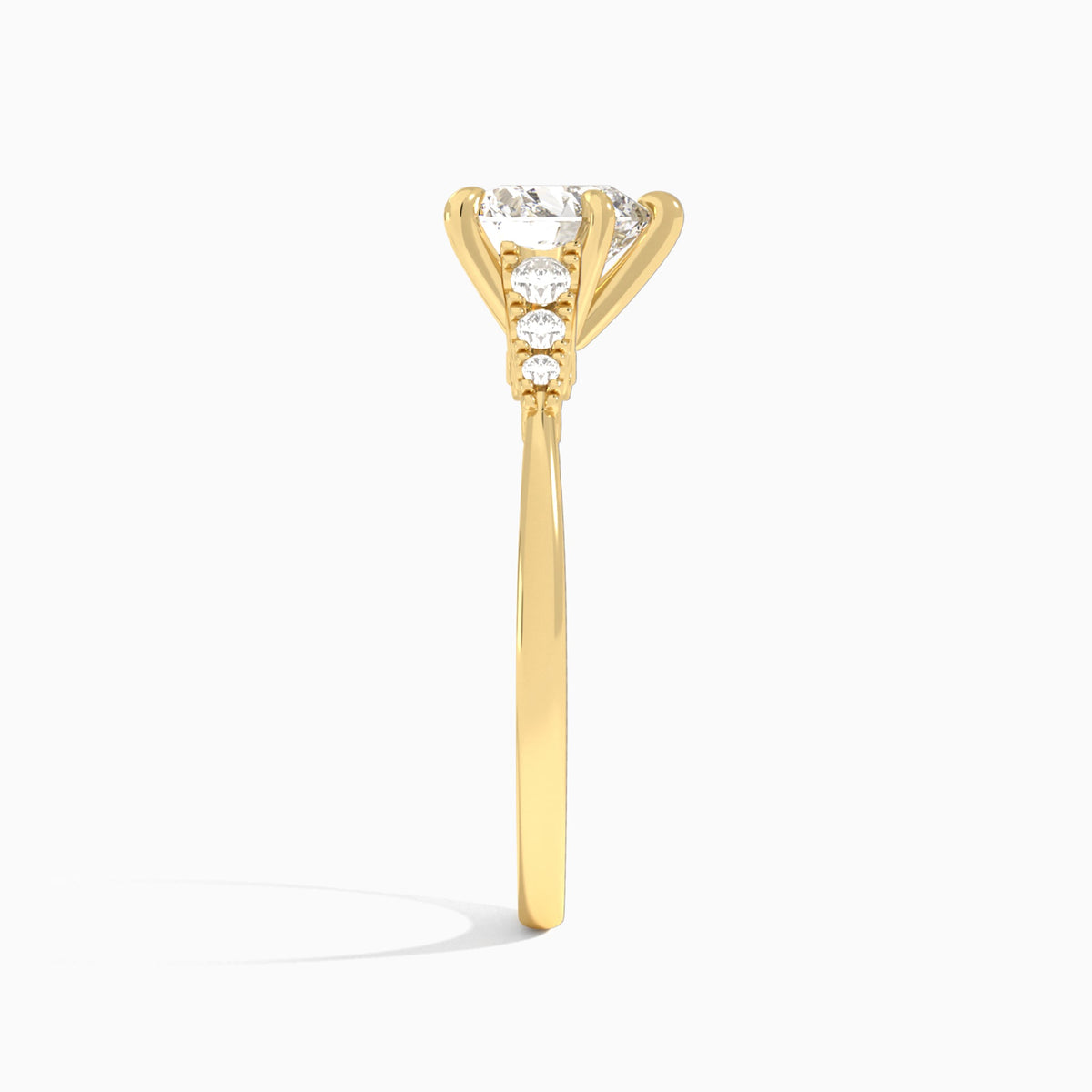 Heart Ava Cathedral Engagement Ring In 18K Yellow Gold, Side View