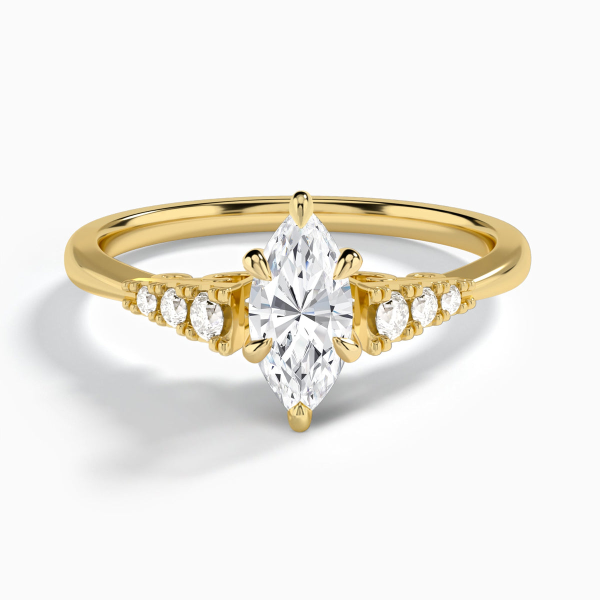 Marquise Ava Cathedral Engagement Ring In 18K Yellow Gold - Lucenjuri