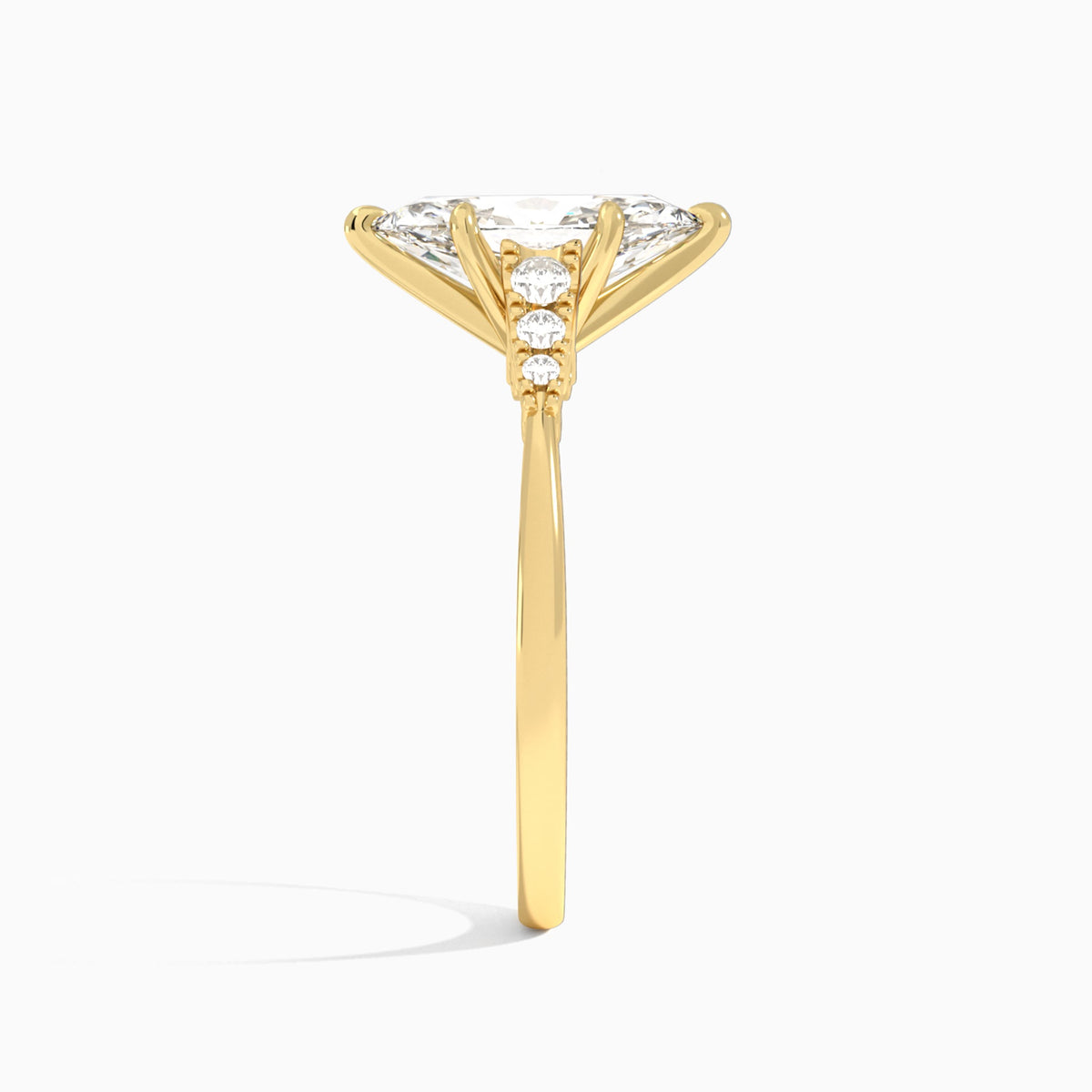 Marquise Ava Cathedral Engagement Ring In 14K Yellow Gold, Side View