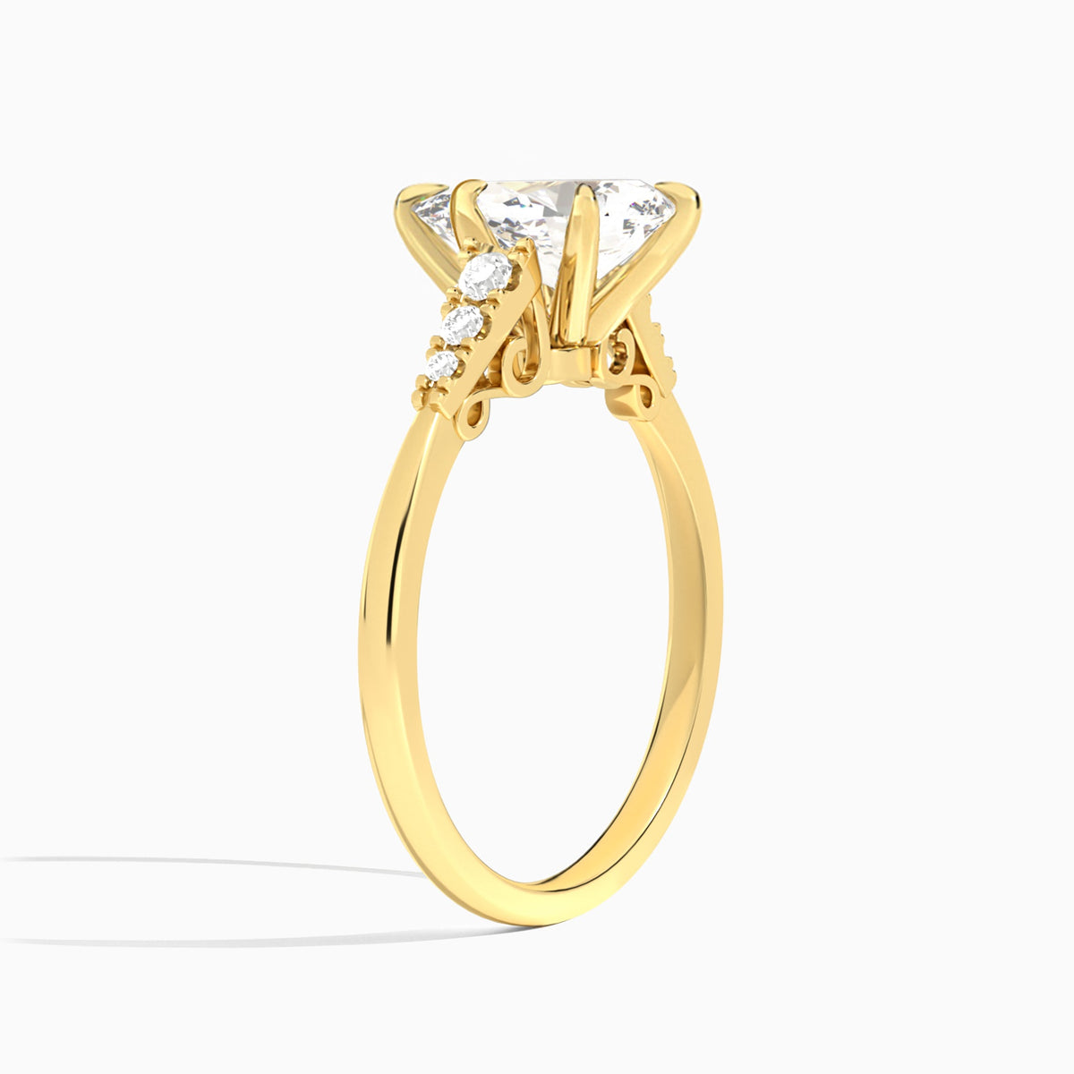 Pear Ava Cathedral Engagement Ring In 14K Yellow Gold, Angle View