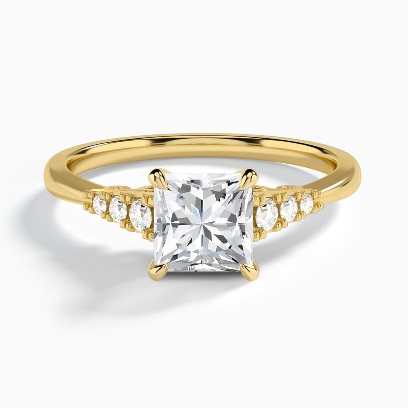 Princess Ava Cathedral Engagement Ring In 18K Yellow Gold - Lucenjuri