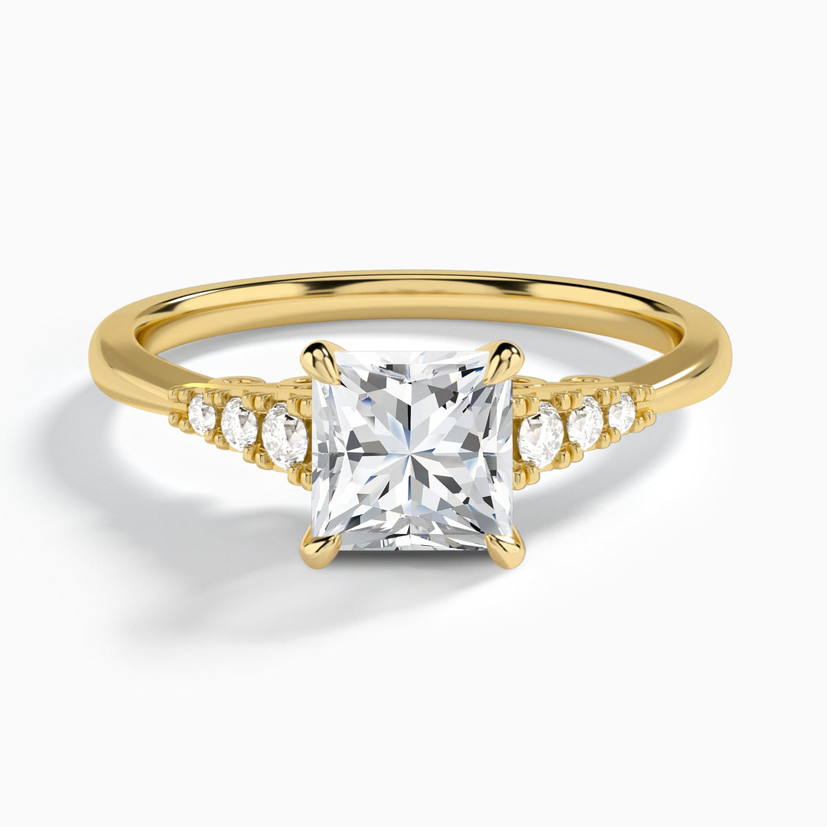 Princess Ava Cathedral Engagement Ring In 18K Yellow Gold - Lucenjuri