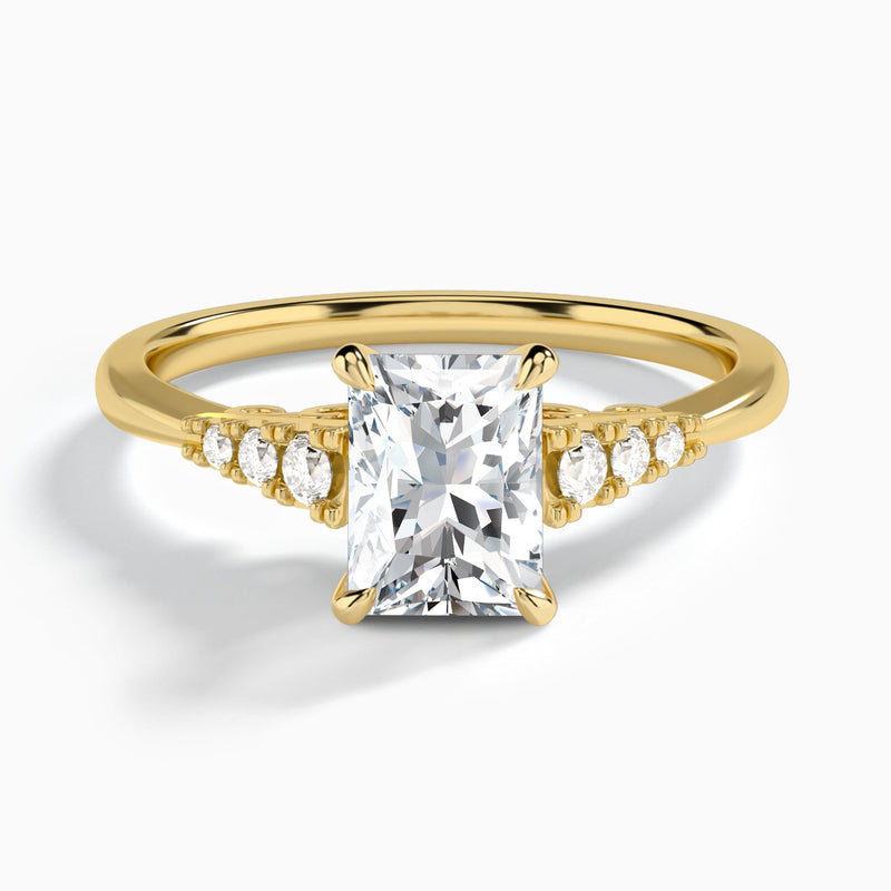 Radiant Ava Cathedral Engagement Ring In 14K Yellow Gold - Lucenjuri