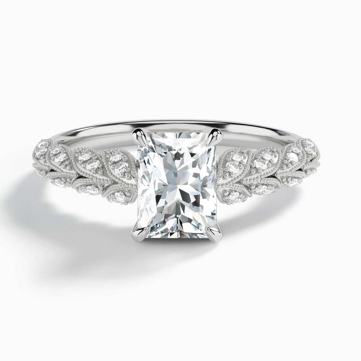 Radiant Laurel Diamond Engageemnt Ring In Platinum - Lucenjuri