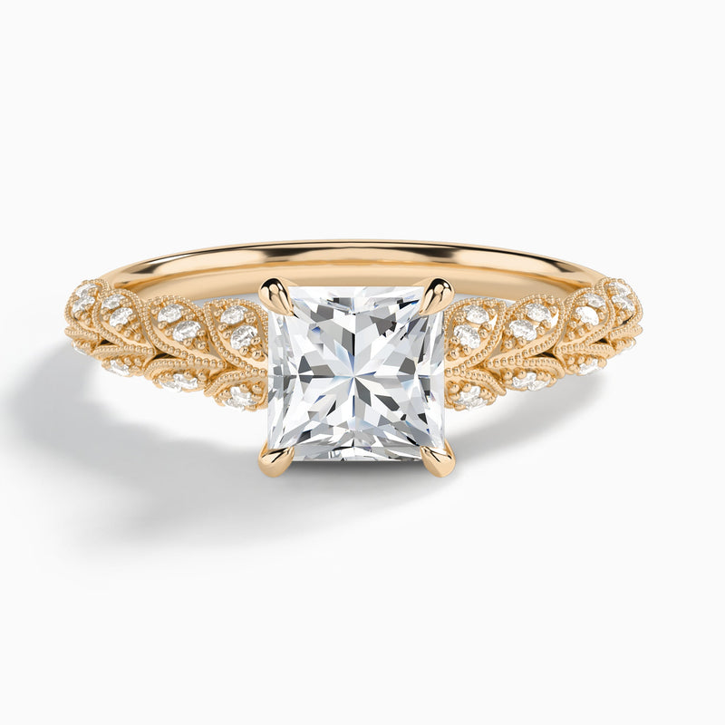 Princess Laurel Diamond Engageemnt Ring In 14K Rose Gold - Lucenjuri