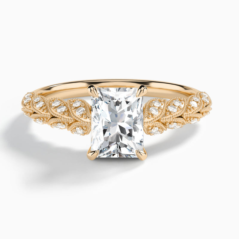 Radiant Laurel Diamond Engageemnt Ring In 14K Rose Gold - Lucenjuri