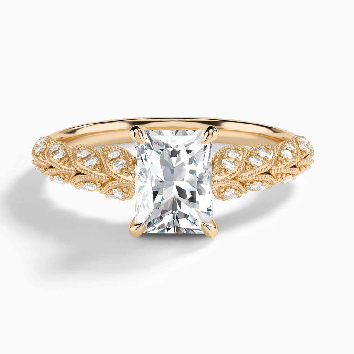 Radiant Laurel Diamond Engageemnt Ring In 14K Rose Gold - Lucenjuri