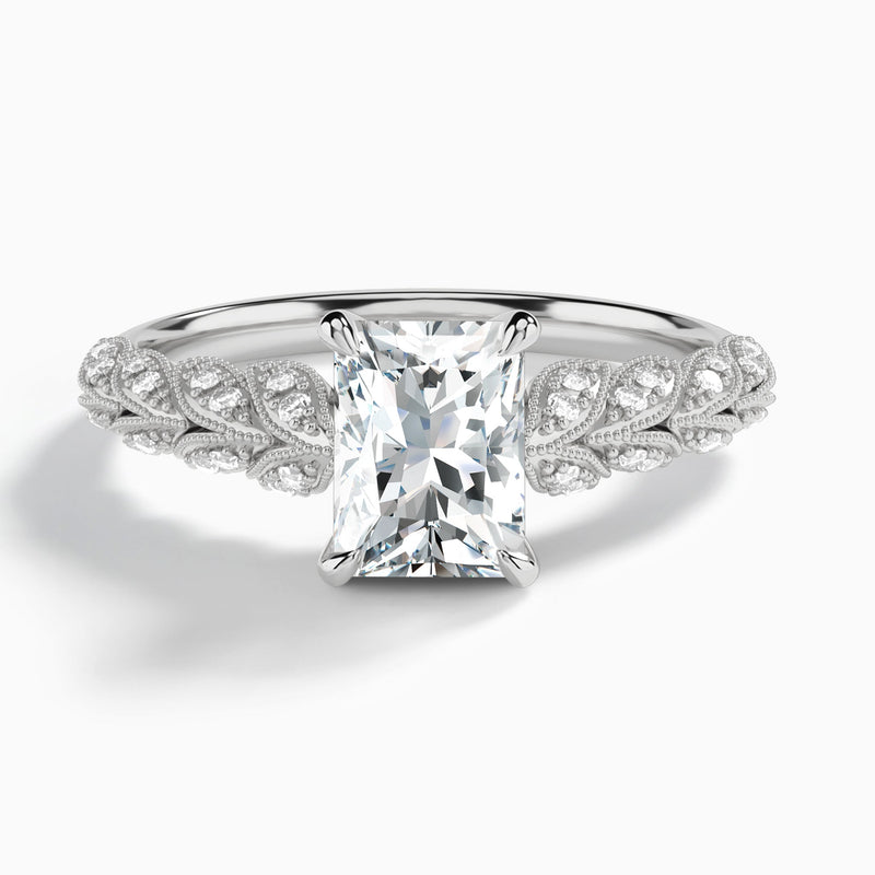 Radiant Laurel Diamond Engageemnt Ring In 14K White Gold - Lucenjuri