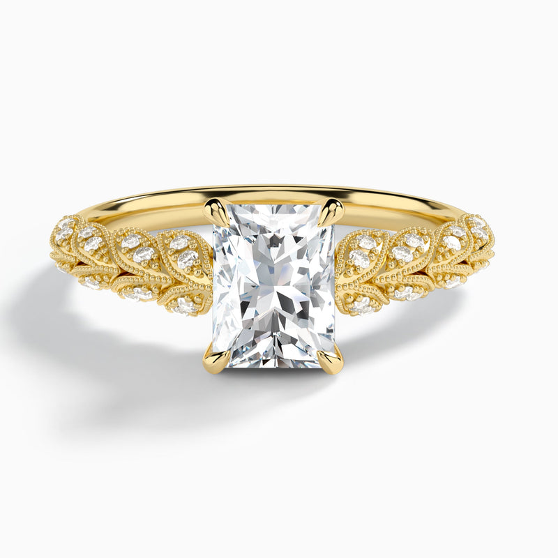 Radiant Laurel Diamond Engageemnt Ring In 18K Yellow Gold - Lucenjuri
