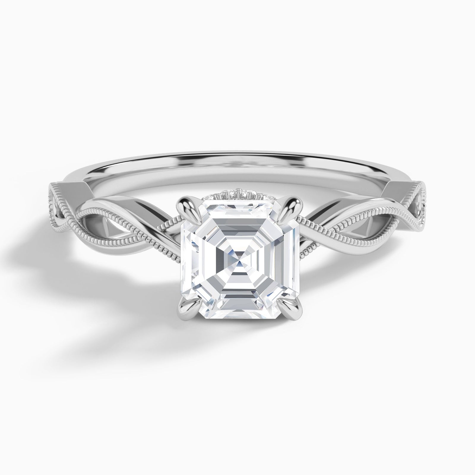 Asscher Petite Infinito Lab Grown Diamond Engagement Ring In Platinum - Lucenjuri