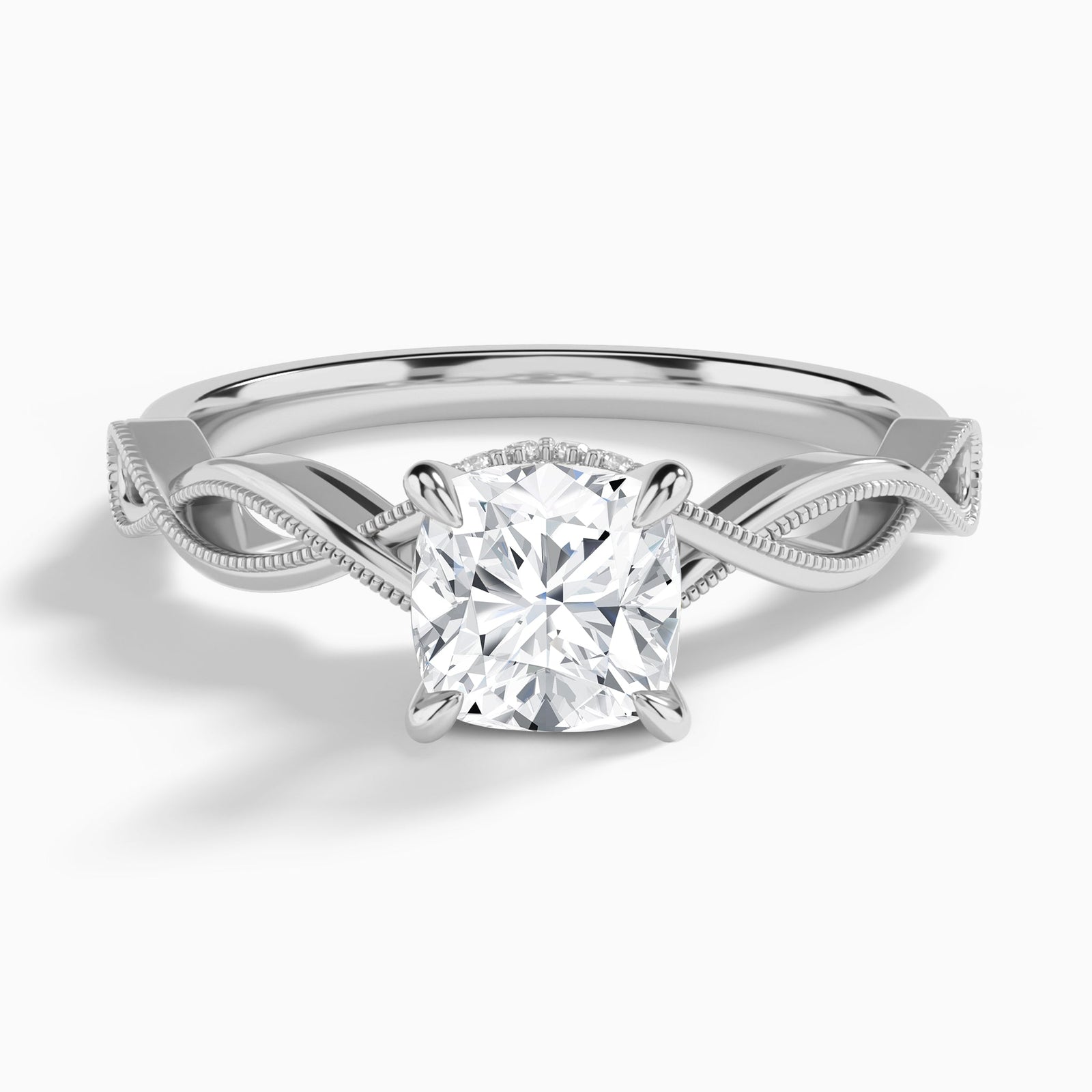 Cushion Petite Infinito Lab Grown Diamond Engagement Ring In Platinum - Lucenjuri