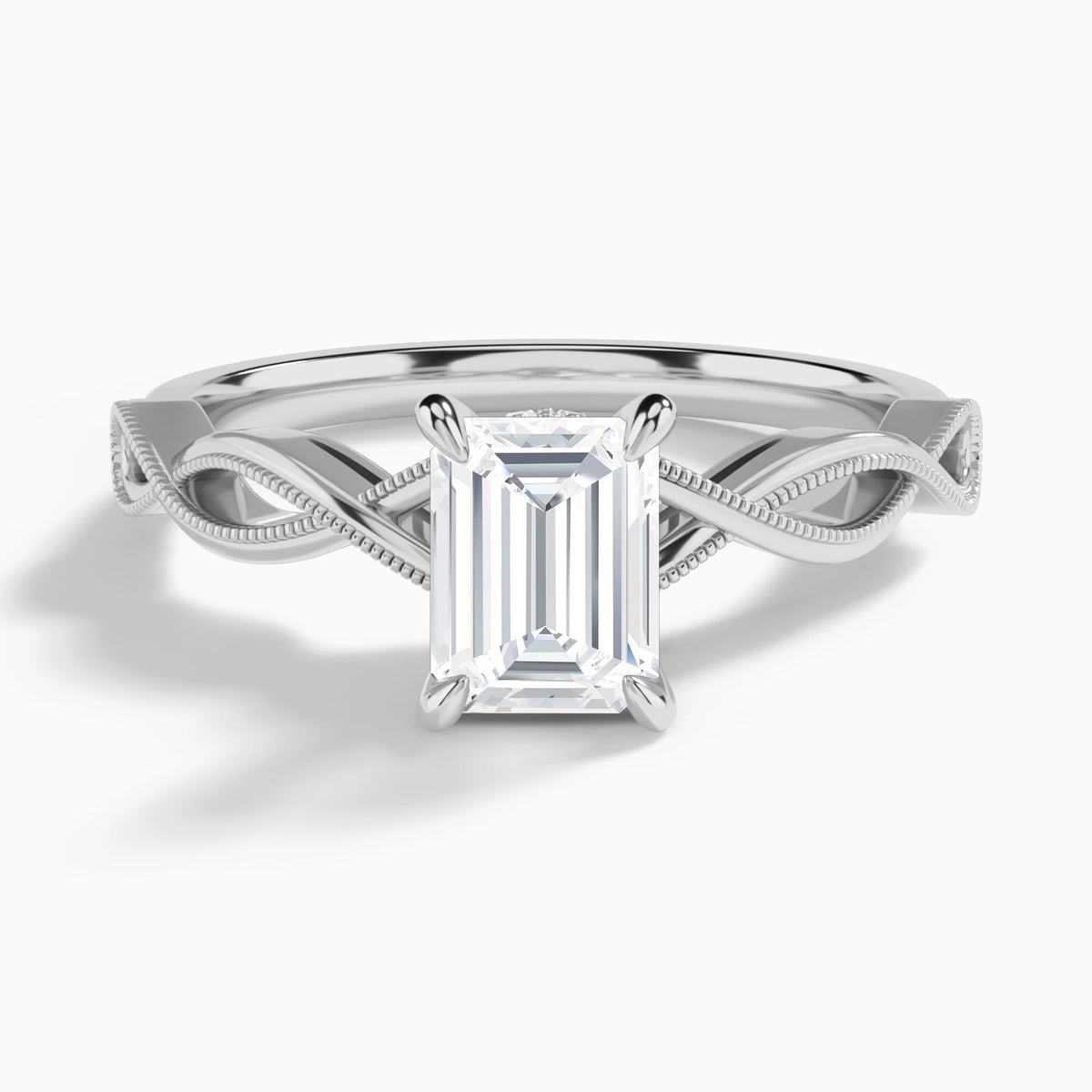 Emerald Petite Infinito Lab Grown Diamond Engagement Ring In Platinum - Lucenjuri