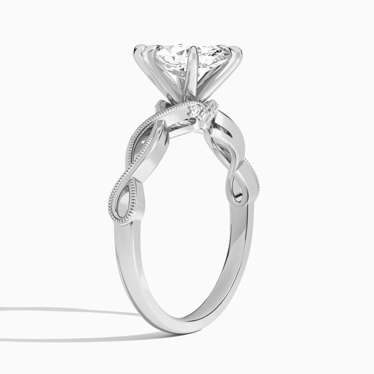 Marquise Petite Infinito Lab Grown Diamond Engagement Ring In Platinum, Angle View