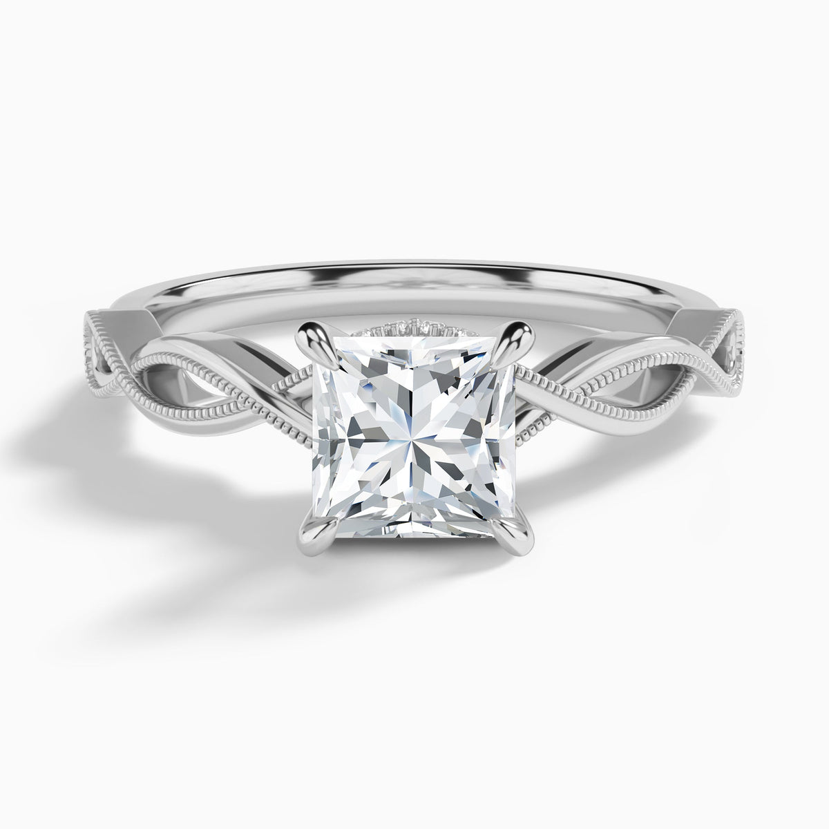 Princess Petite Infinito Lab Grown Diamond Engagement Ring In Platinum - Lucenjuri