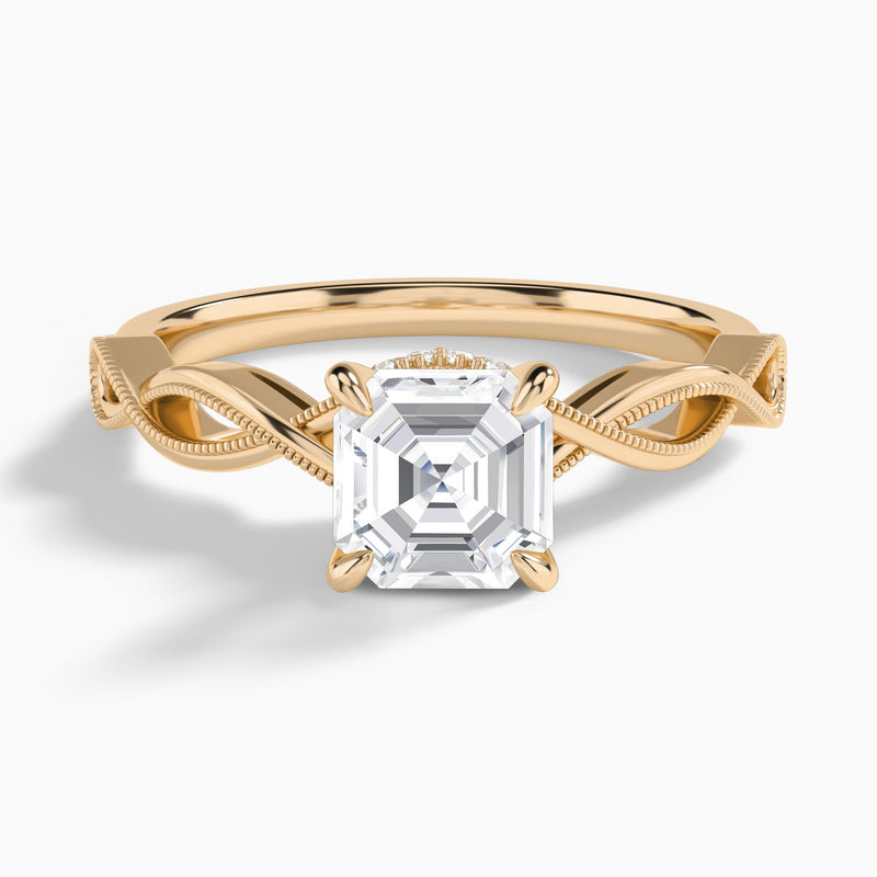 Asscher Petite Infinito Lab Diamond Engagement Ring In 14K Rose Gold - Lucenjuri