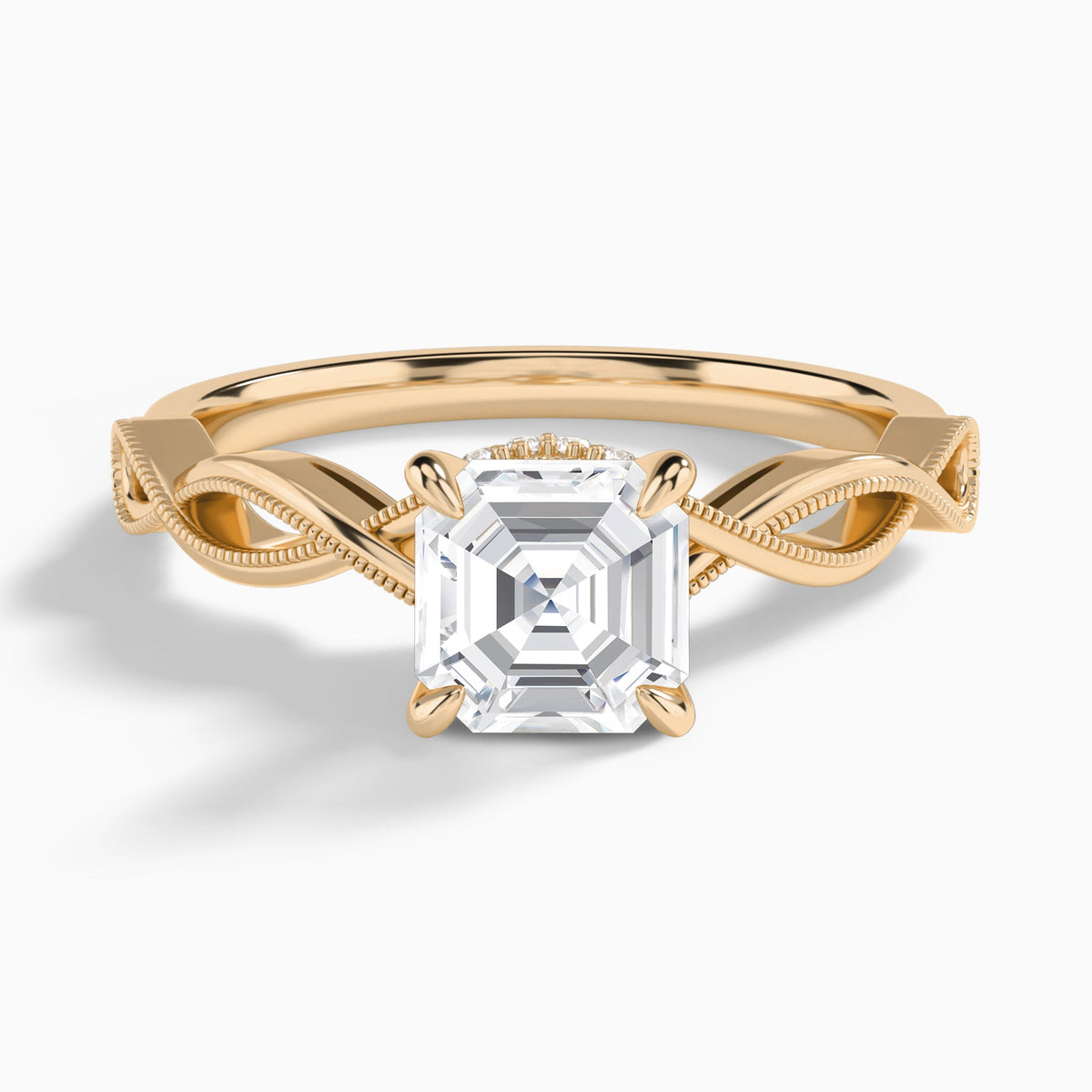 Asscher Petite Infinito Lab Diamond Engagement Ring In 14K Rose Gold - Lucenjuri
