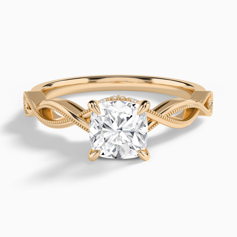 Cushion Petite Infinito Lab Diamond Engagement Ring In 14K Rose Gold - Lucenjuri
