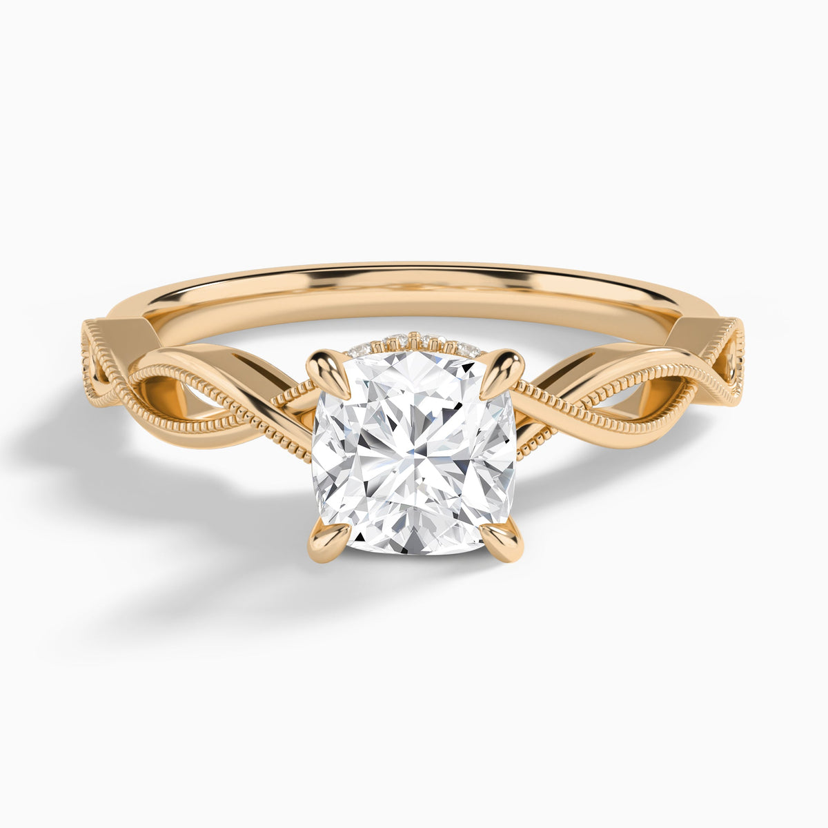 Cushion Petite Infinito Lab Diamond Engagement Ring In 14K Rose Gold - Lucenjuri