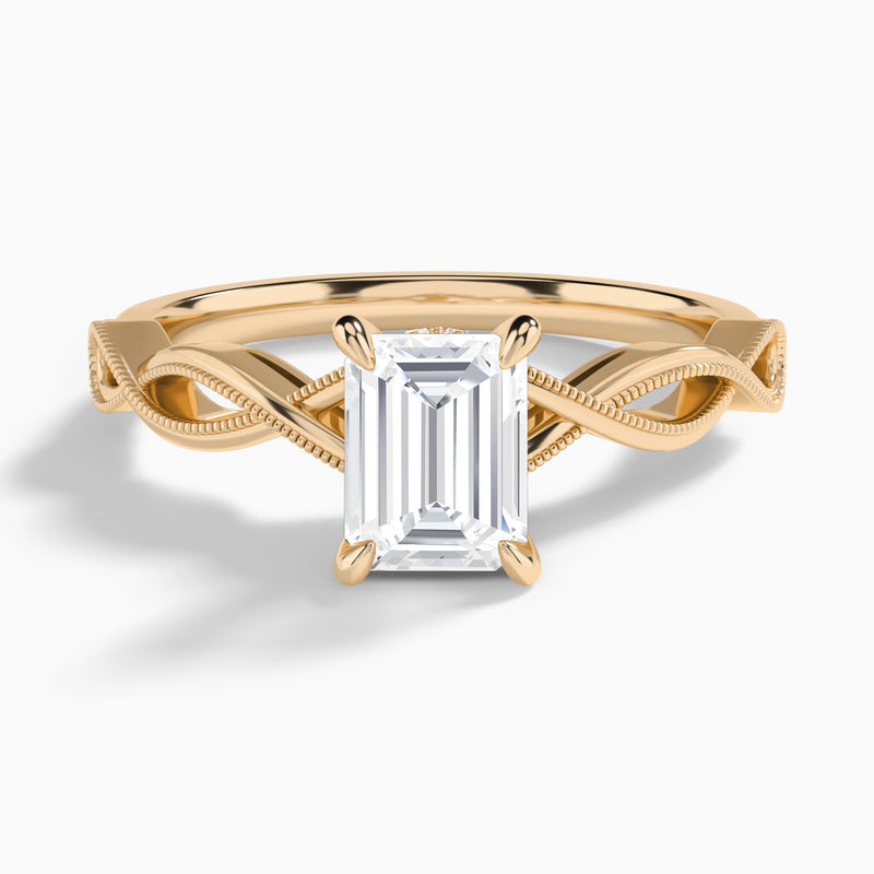 Emerald Petite Infinito Lab Diamond Engagement Ring In 14K Rose Gold - Lucenjuri