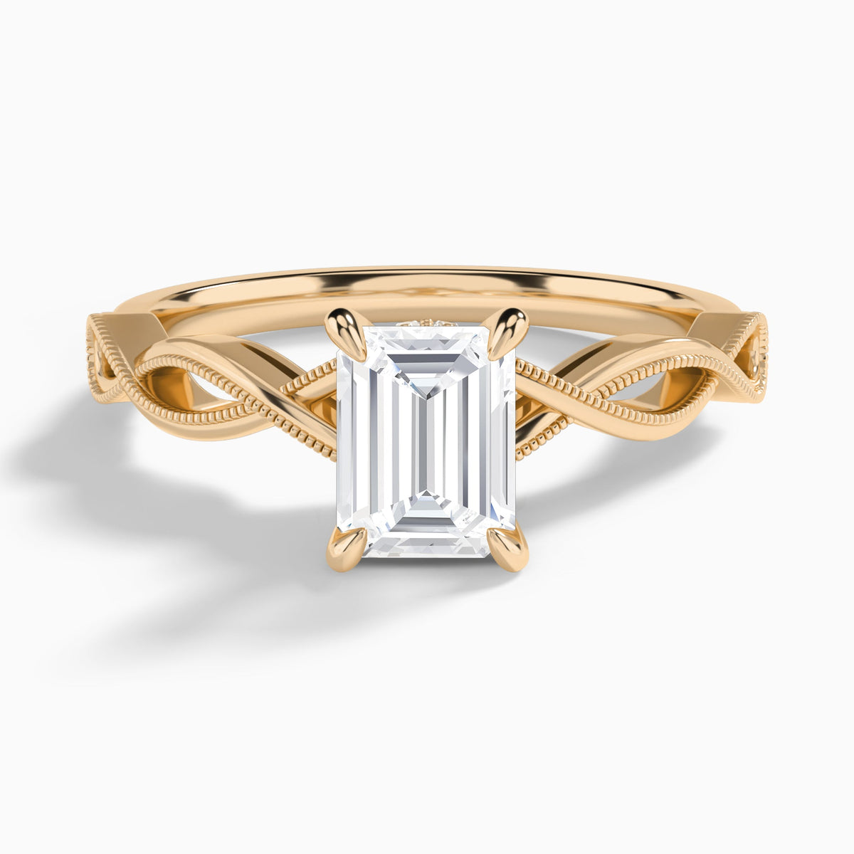 Emerald Petite Infinito Lab Diamond Engagement Ring In 14K Rose Gold - Lucenjuri
