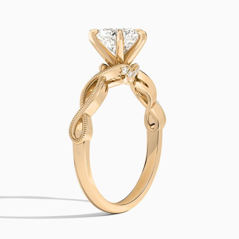 Heart Petite Infinito Lab Diamond Engagement Ring In 14K Rose Gold, Angle View