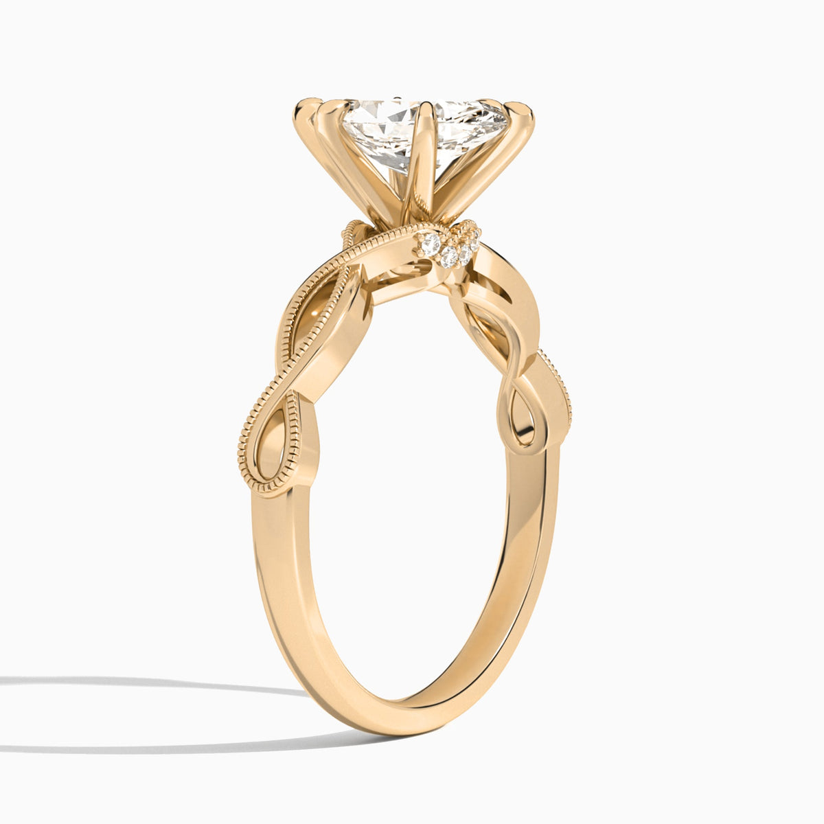Marquise Petite Infinito Lab Diamond Engagement Ring In 14K Rose Gold, Angle View