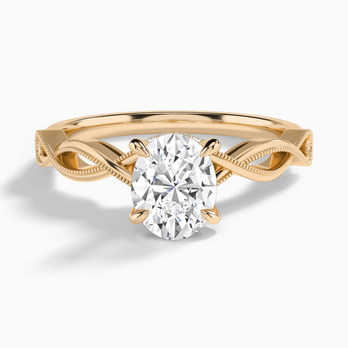 Oval Petite Infinito Lab Diamond Engagement Ring In 14K Rose Gold - Lucenjuri