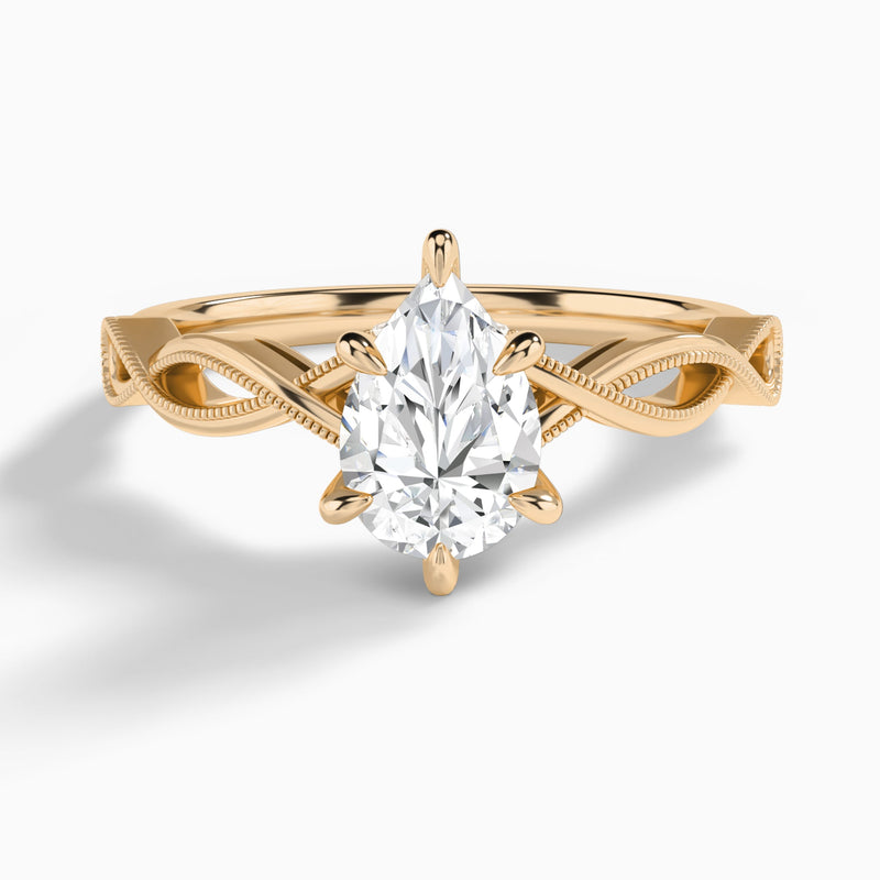 Pear Petite Infinito Lab Diamond Engagement Ring In 14K Rose Gold - Lucenjuri