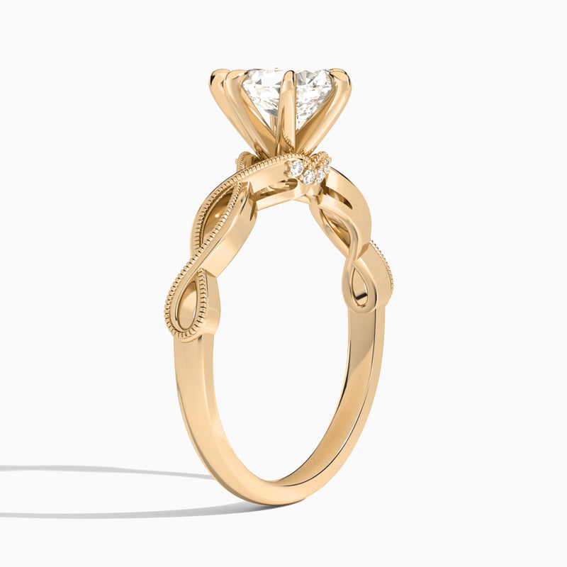 Pear Petite Infinito Lab Diamond Engagement Ring In 14K Rose Gold, Angle View
