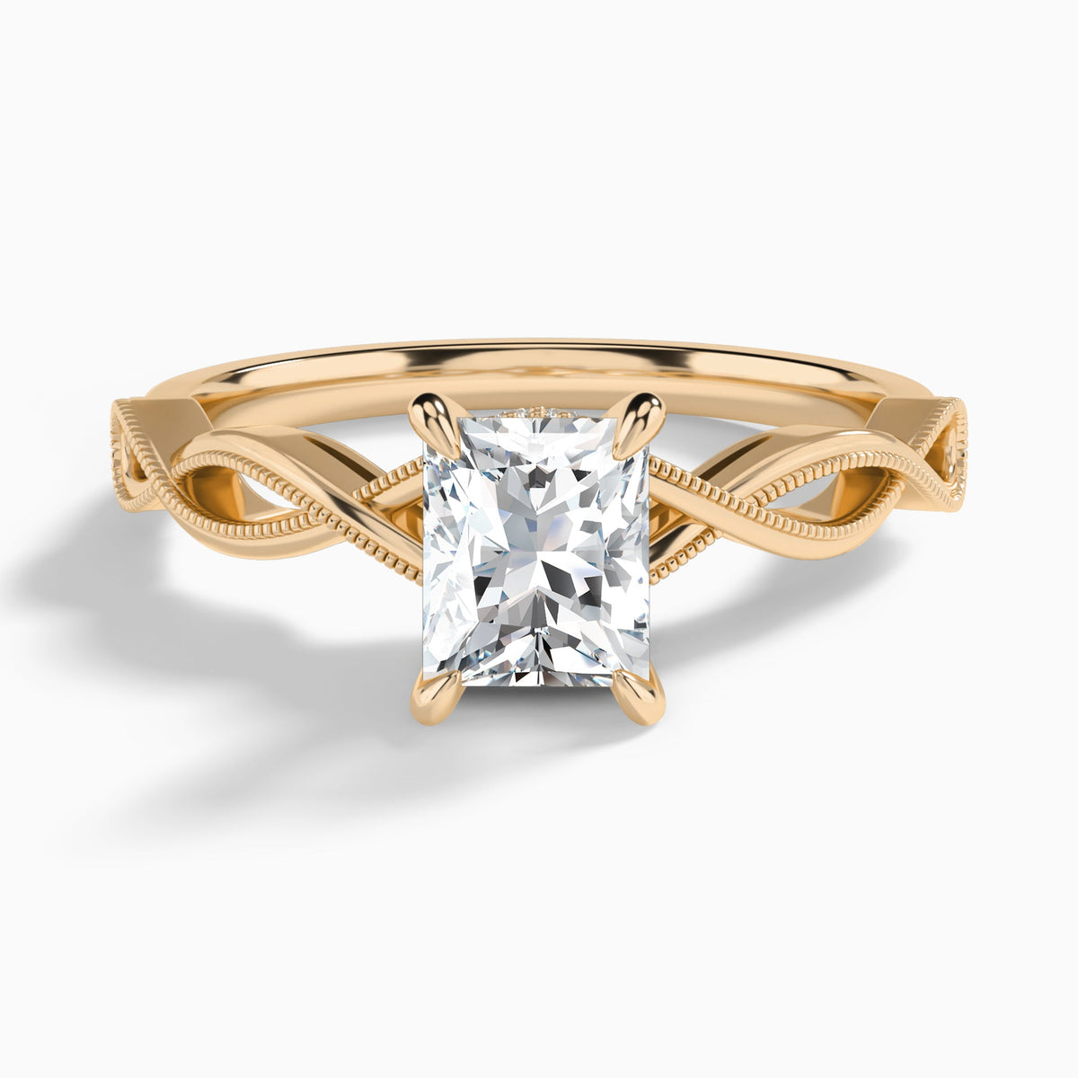 Radiant Petite Infinito Lab Diamond Engagement Ring In 14K Rose Gold - Lucenjuri