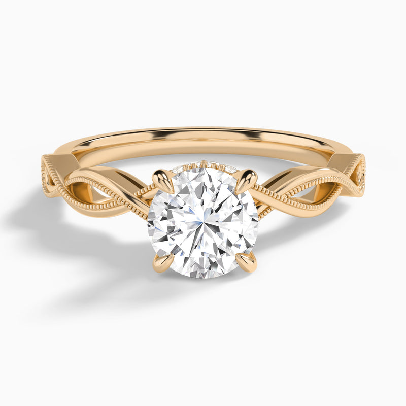 Round Petite Infinito Lab Diamond Engagement Ring In 14K Rose Gold - Lucenjuri