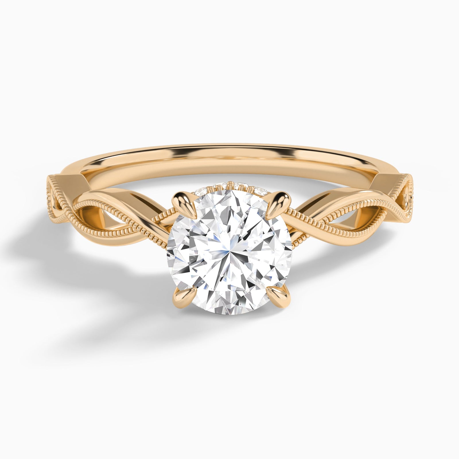 Round Petite Infinito Lab Diamond Engagement Ring In 14K Rose Gold - Lucenjuri