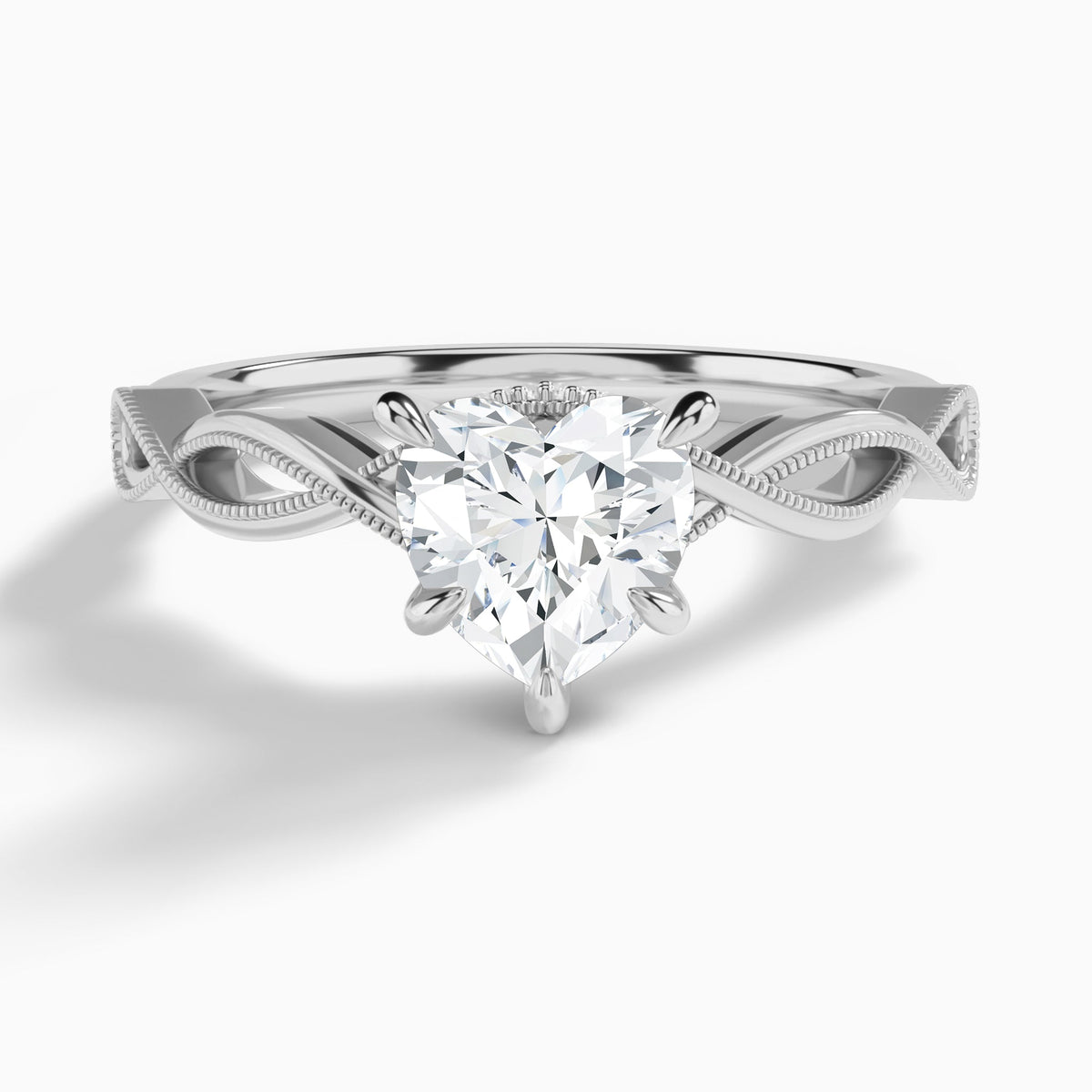 Heart Petite Infinito Lab Diamond Engagement Ring In 14K White Gold - Lucenjuri