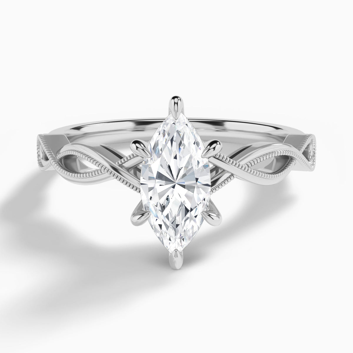 Marquise Petite Infinito Lab Diamond Engagement Ring In 14K White Gold - Lucenjuri