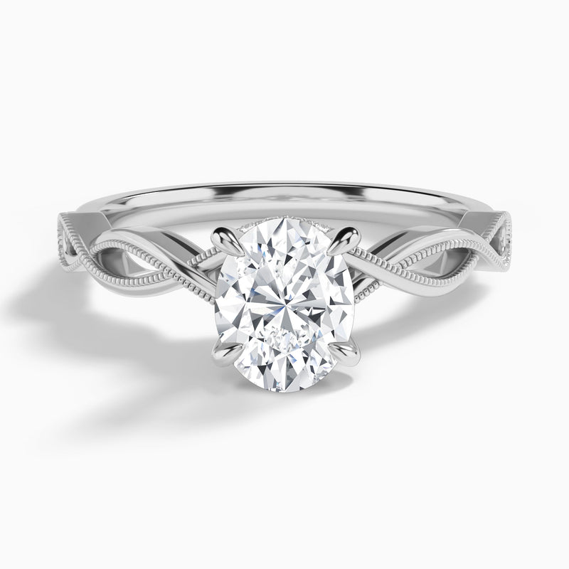 Oval Petite Infinito Lab Diamond Engagement Ring In 18K White Gold - Lucenjuri