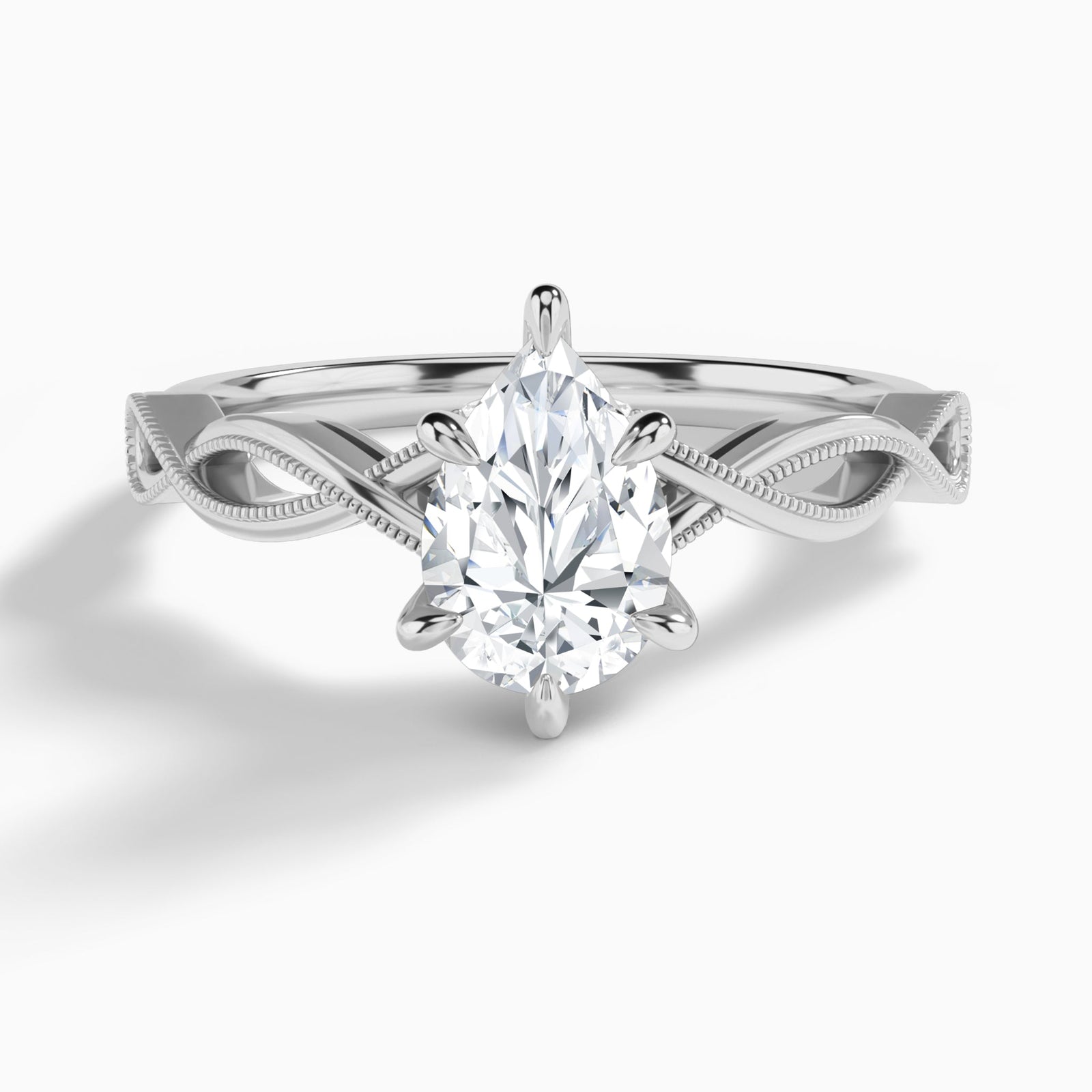 Pear Petite Infinito Lab Diamond Engagement Ring In 14K White Gold - Lucenjuri
