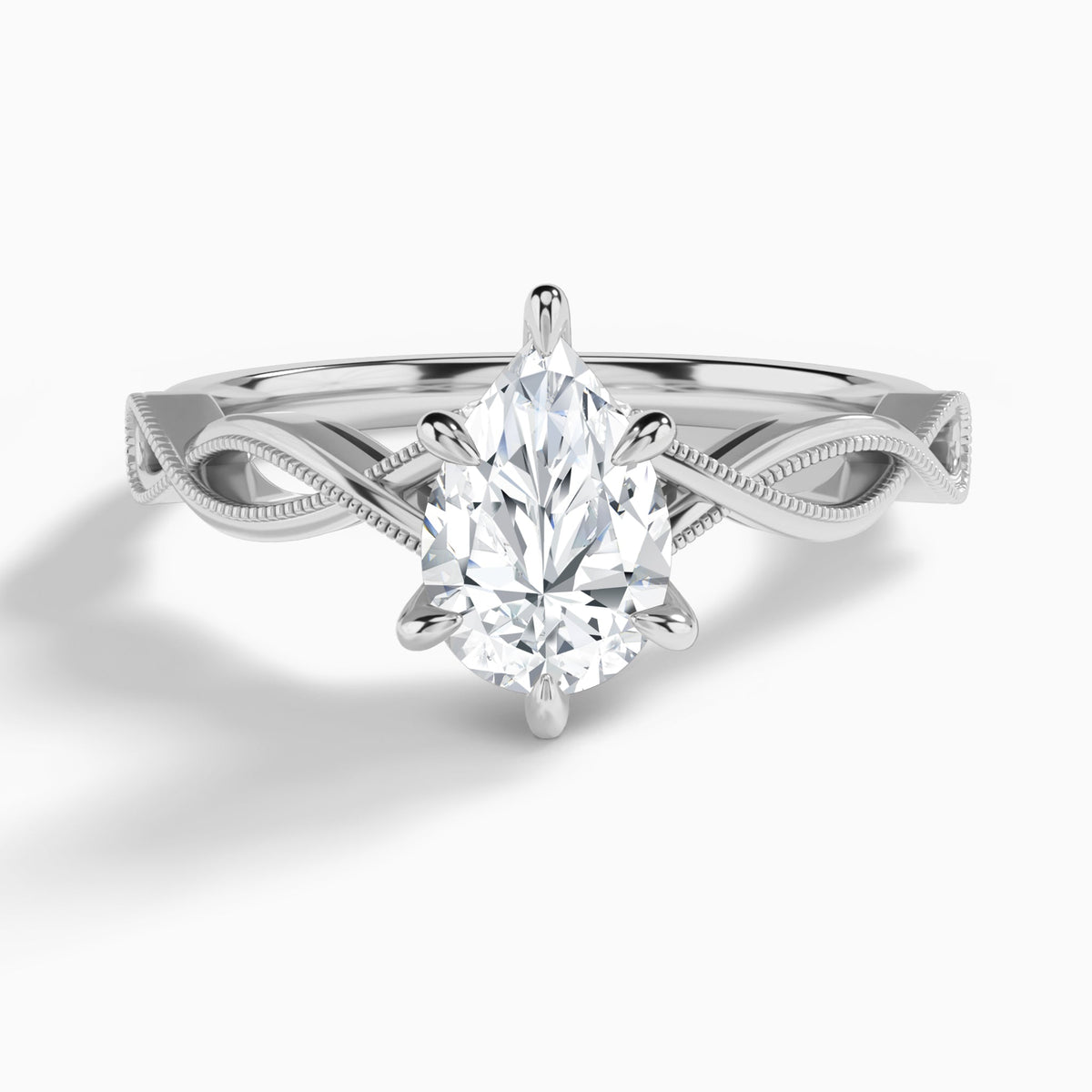 Pear Petite Infinito Lab Diamond Engagement Ring In 18K White Gold - Lucenjuri