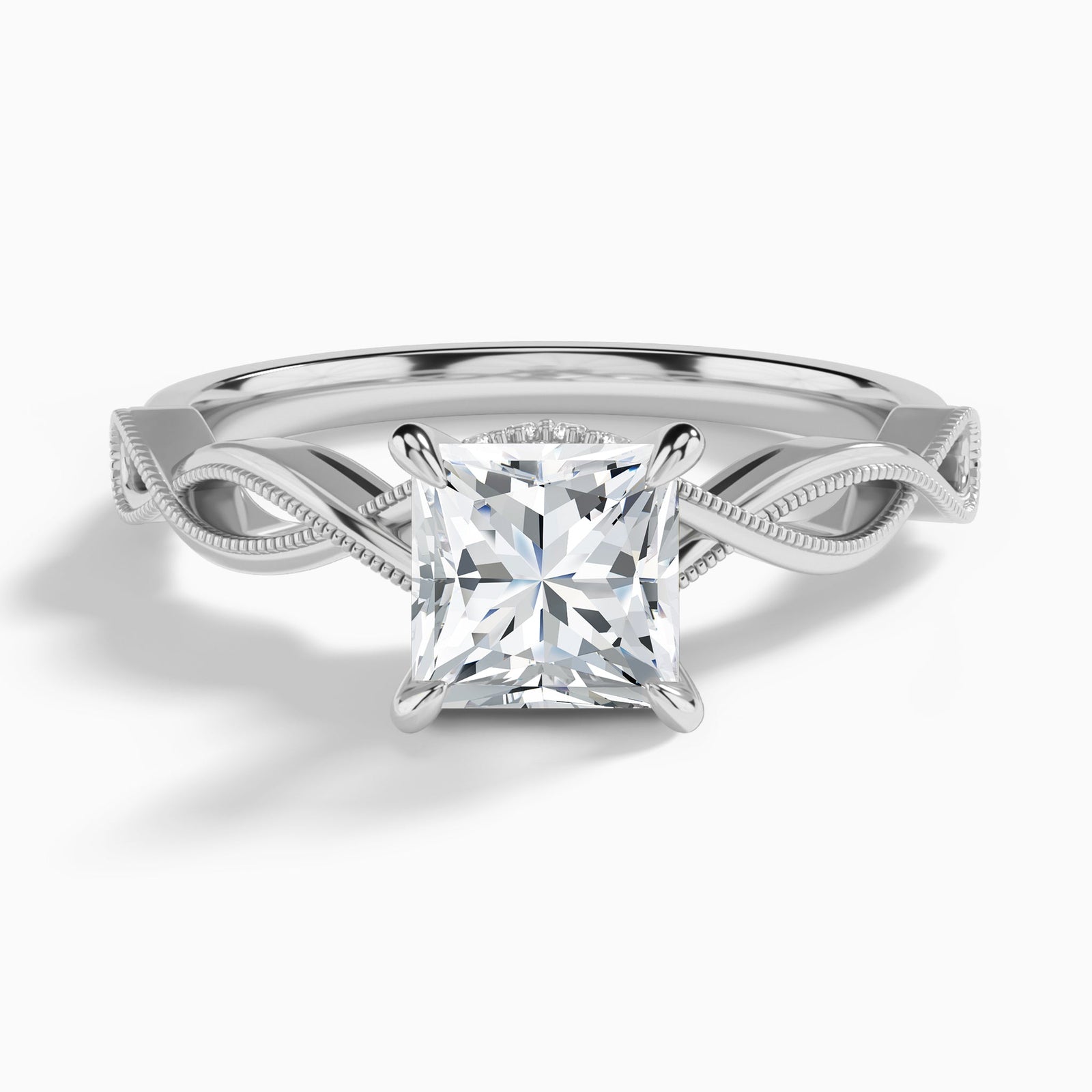 Princess Petite Infinito Lab Diamond Engagement Ring In 18K White Gold - Lucenjuri