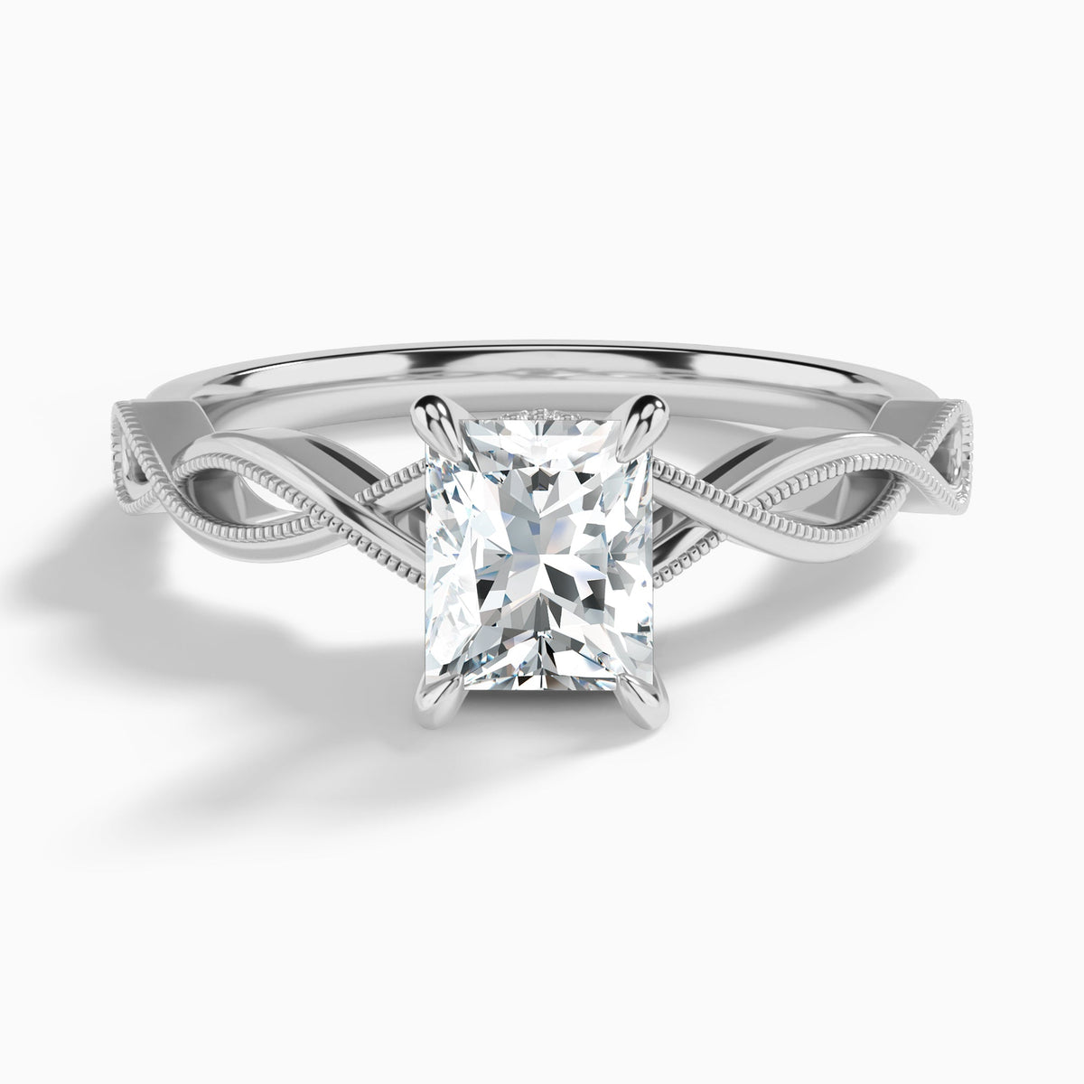 Radiant Petite Infinito Lab Diamond Engagement Ring In 18K White Gold - Lucenjuri