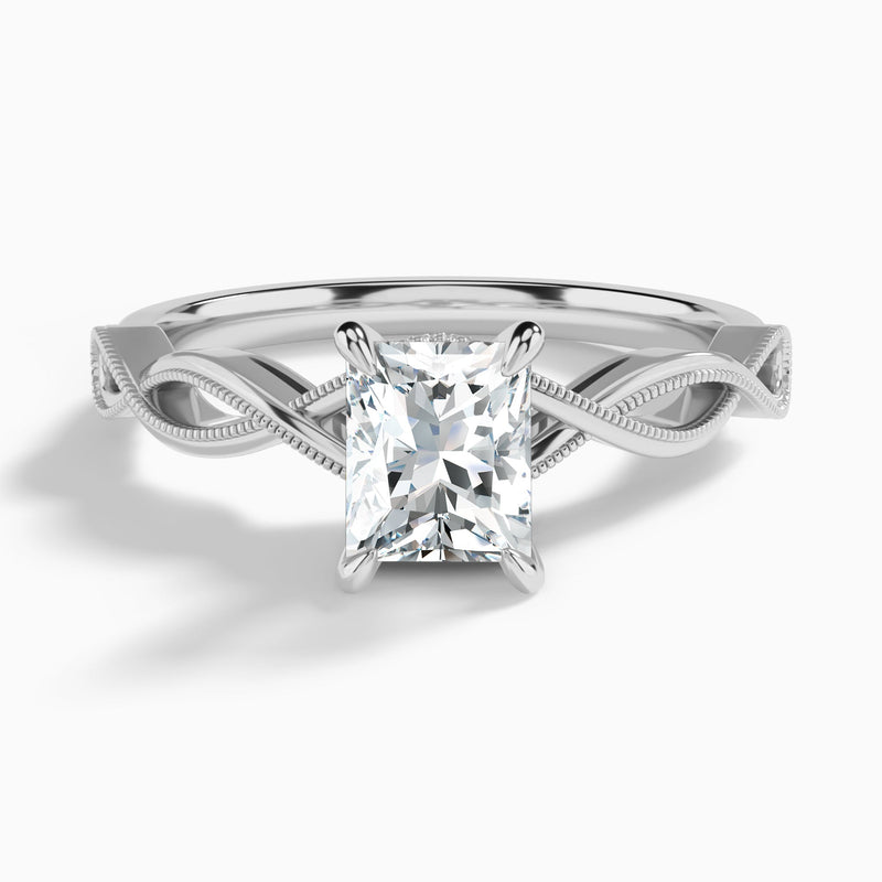 Radiant Petite Infinito Lab Diamond Engagement Ring In 14K White Gold