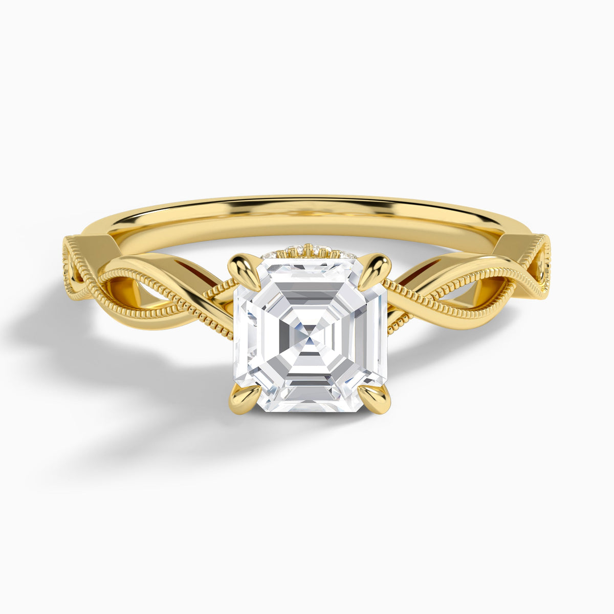 Asscher Petite Infinito Lab Diamond Engagement Ring In 18K Yellow Gold - Lucenjuri